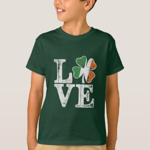 St Patricks Day Love Lucky Irish Shamrock Green  T-Shirt