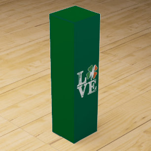 St Patricks Day Love Lucky Irish Shamrock Green Wine Box