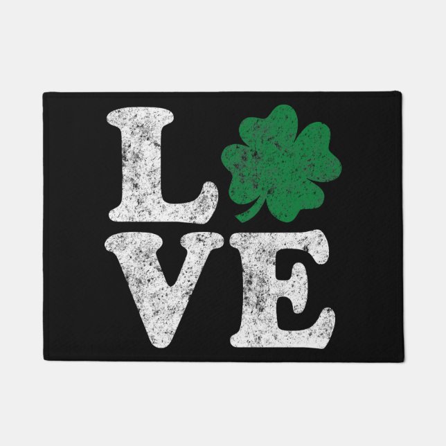 St Patrick's Day LOVE Shamrock Irish Doormat (Front)