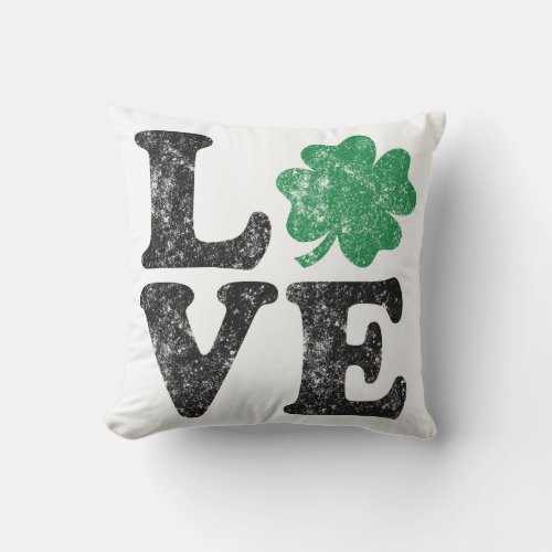 St Patricks Day LOVE Shamrock Irish Outdoor Pillow