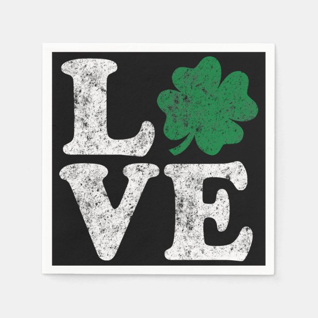 St Patrick's Day LOVE Shamrock Irish Paper Napkins (Front)