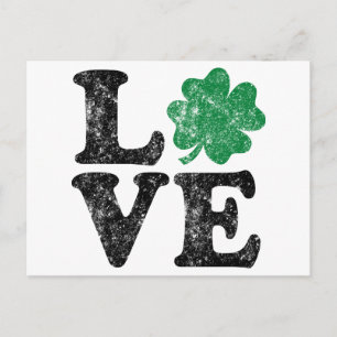 St Patrick's Day LOVE Shamrock Irish Postcard