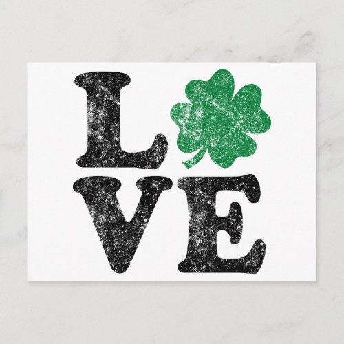 St Patricks Day LOVE Shamrock Irish Postcard