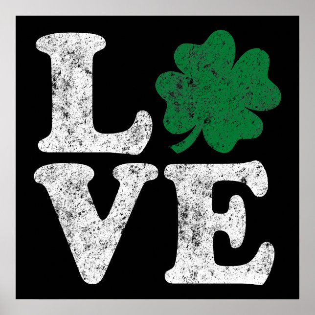 St Patrick's Day LOVE Shamrock Irish Poster (Front)