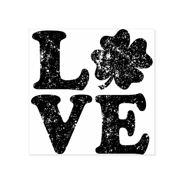 St Patrick's Day LOVE Shamrock Irish Rubber Stamp (Imprint)