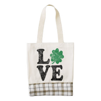 St Patrick's Day LOVE Shamrock Irish Zazzle HEART Tote Bag