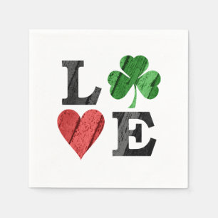 St. Patrick's Day LOVE with Heart and Shamrock Napkins