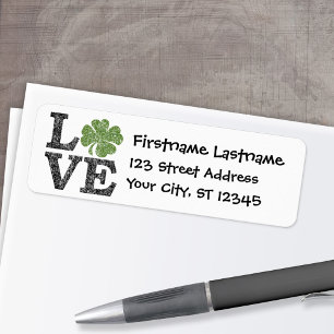 St Patricks Day LOVE with shamrock Label