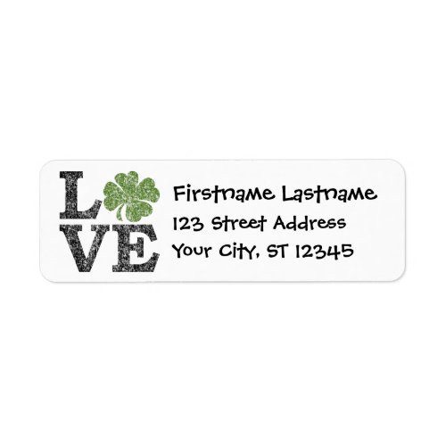 St Patricks Day LOVE with shamrock Label