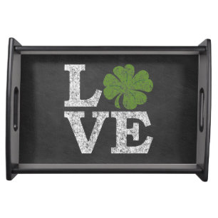 St Patricks Day LOVE with shamrock Serving Tray