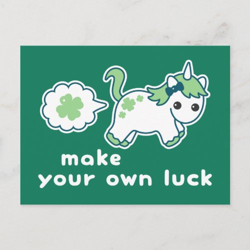 St Patricks Day Luck Farting Unicorn Postcard