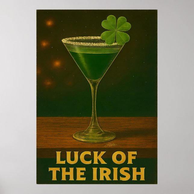 St. Patrick's Day Luck Of The Irish Clover Martini Poster (Front)