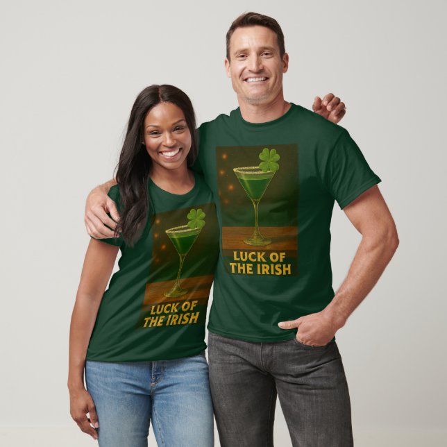 St. Patrick's Day Luck Of The Irish Clover Martini T-Shirt (Unisex)