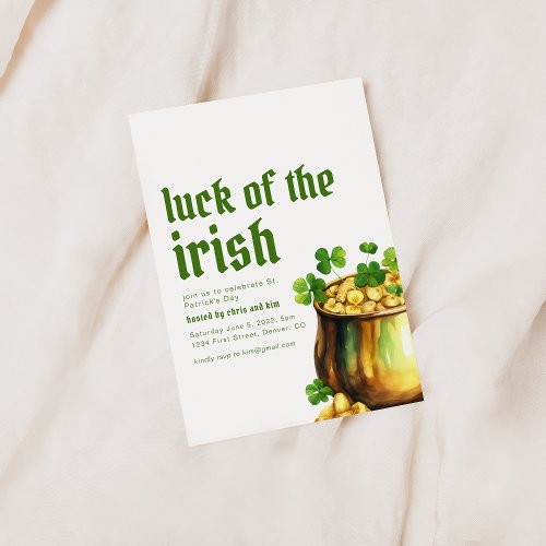 St Patricks Day Luck of The Irish Party Invite