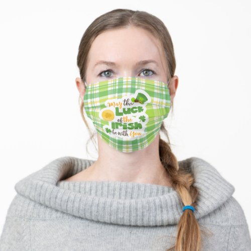 St Patricks Day Luck of the Irish Plaid Adult Cloth Face Mask
