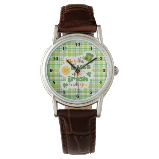 St Patricks Day Luck of the Irish Plaid Watch (Front)