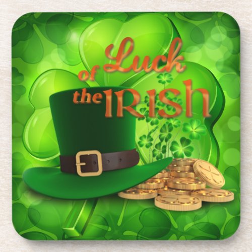 St Patricks Day Luck of the Irish Shamrock Coaster