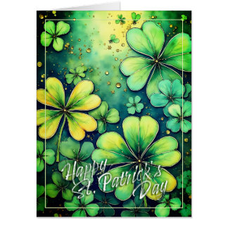 St. Patrick's Day Luck - Watercolor Shamrocks 🍀✨ Card