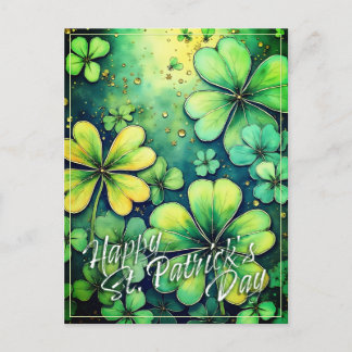 St. Patrick's Day Luck - Watercolor Shamrocks 🍀✨ Holiday Postcard