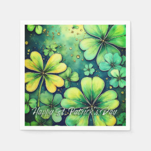 St. Patrick's Day Luck - Watercolor Shamrocks 🍀✨ Napkins