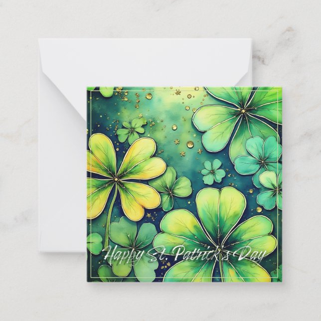 St. Patrick's Day Luck - Watercolor Shamrocks 🍀✨ Note Card (Front)