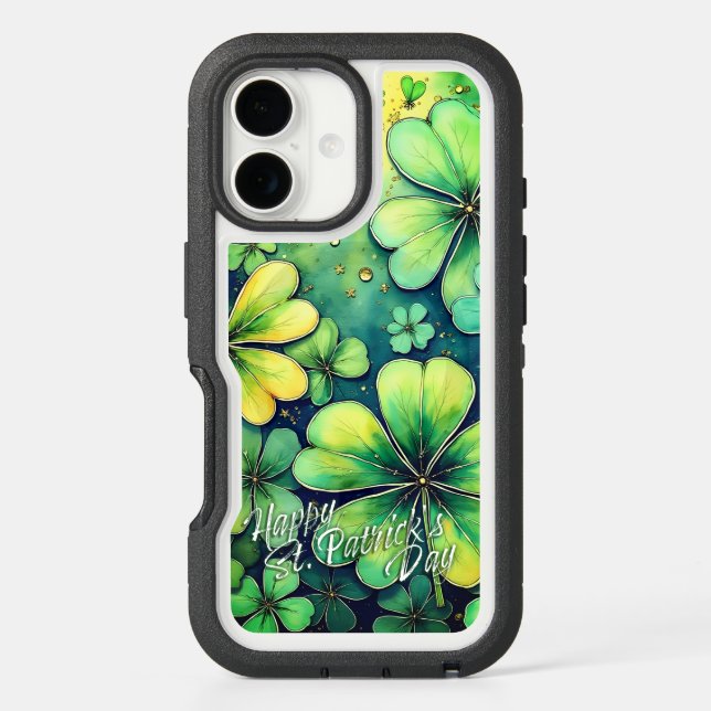 St. Patrick's Day Luck - Watercolor Shamrocks 🍀✨ Otterbox iPhone Case (Back)