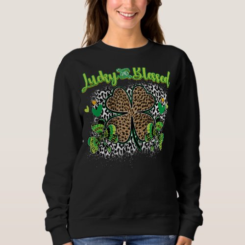St Patricks Day Lucky And Blessed  Leopard Tye Dye Sweatshirt