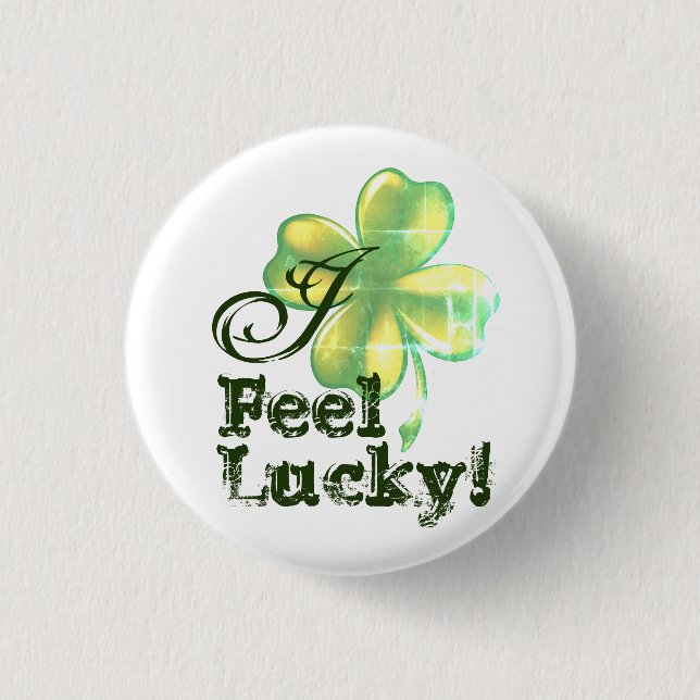 St. Patrick's Day  Lucky Charm 4 Leaf Clover Button (Front)