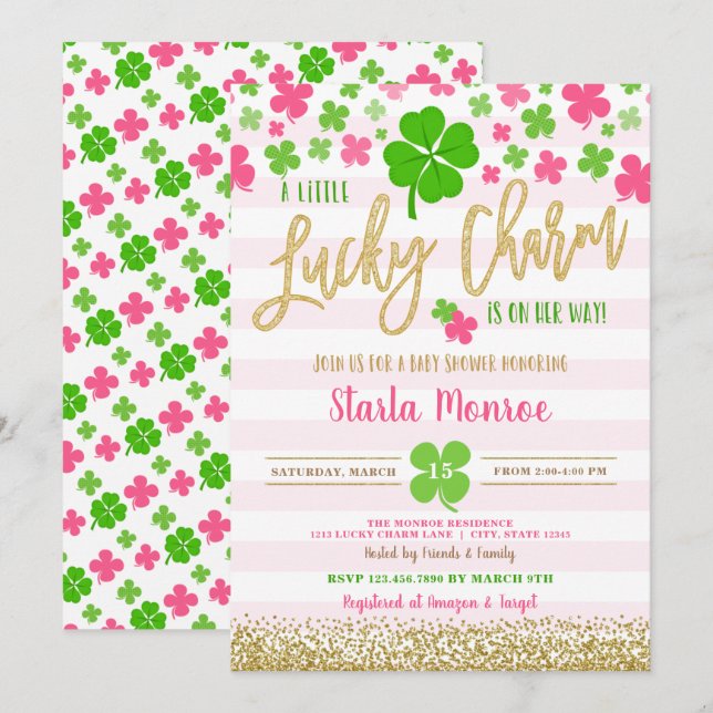 St Patrick's Day Lucky Charm Baby Shower Invitation (Front/Back)