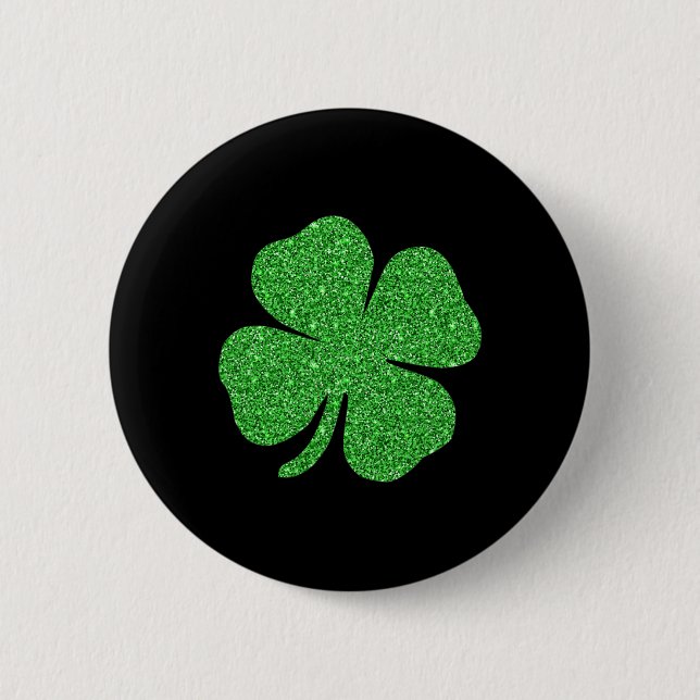 St. Patrick's Day Lucky Charm Green Irish Clover S Button (Front)
