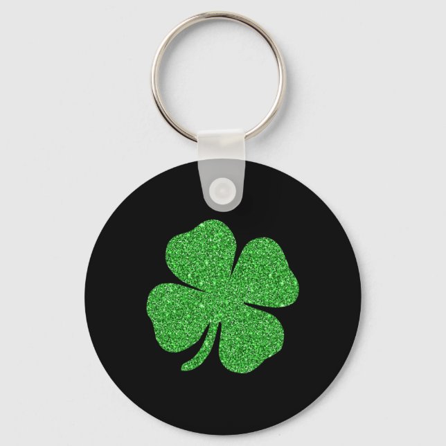 St. Patrick's Day Lucky Charm Green Irish Clover S Keychain (Front)