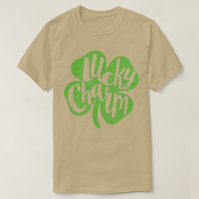 St Patricks Day LUCKY CHARM Shamrock 4 Leaf Clover T-Shirt (Design Front)