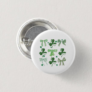 St. Patrick's Day Lucky Clover and Bow Button