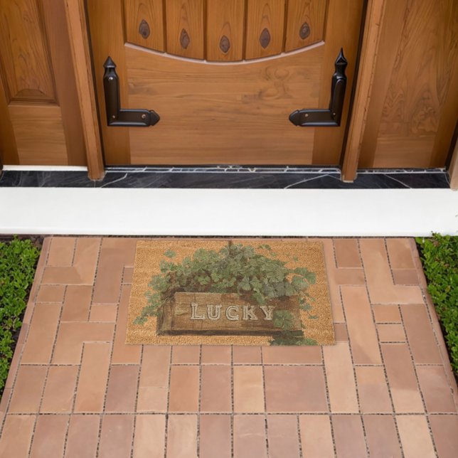  St Patrick's Day Lucky Clover Fiber Doormat (Insitu (Outdoor))