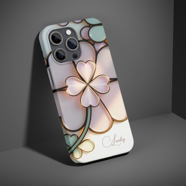 St Patricks Day Lucky Clover Stained Glass Effect Case-Mate iPhone Case (St Patricks Day Lucky Clover Stained Glass Effect Case-Mate iPhone Case)