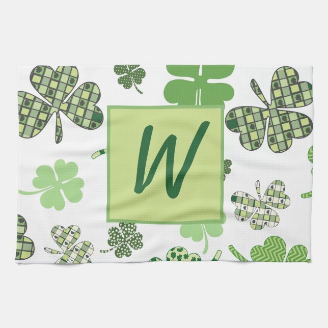 St. Patrick's Day Lucky Clovers Kitchen Towel (Horizontal)
