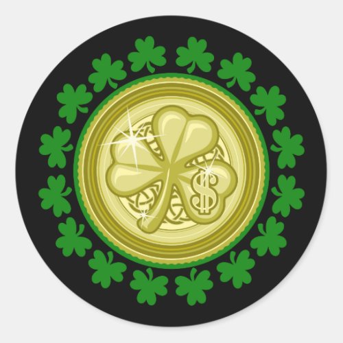 St Patricks Day Lucky Coin Graphic Classic Round Sticker