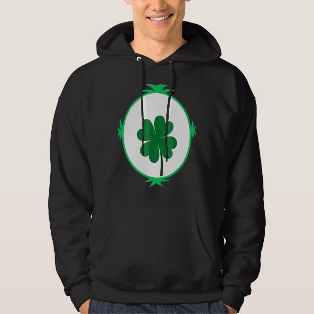 St Patrick's Day Lucky Cute Irish Shamrock Green L Hoodie (Front)