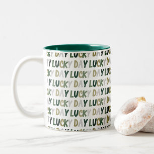 St. Patrick's Day Lucky Day Pattern Two-Tone Coffee Mug