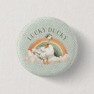 St Patrick's Day Lucky Ducky with Rainbow Button