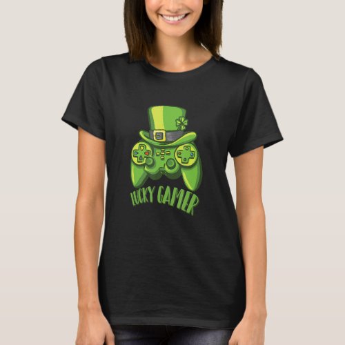 St Patricks Day Lucky Gamer Leprechaun Controller  T_Shirt