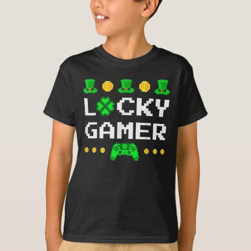 St Patricks Day Lucky Gamer Saint Paddys Gaming T_Shirt