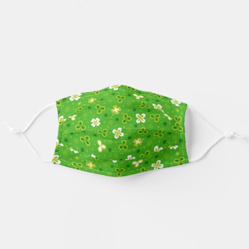 St Patricks Day Lucky Green Four Leaf Clover Adult Cloth Face Mask
