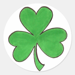 St. Patrick's Day Lucky Green Shamrock Clover Classic Round Sticker