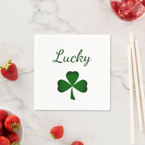 St Patricks Day Lucky Green Shamrock  Napkins