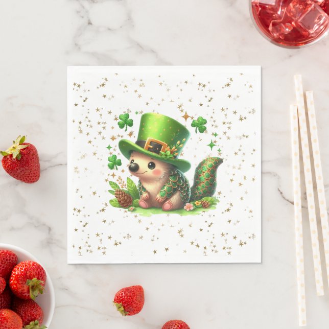 St. Patrick's Day Lucky Hedgehog Napkins (Insitu)