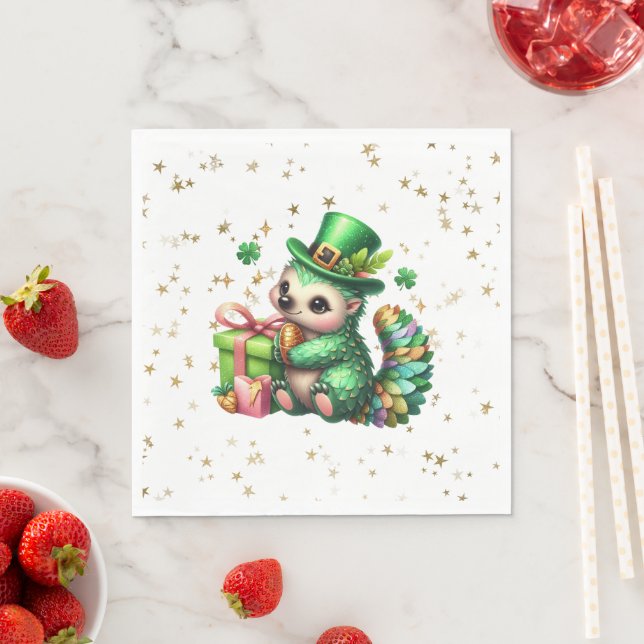St. Patrick's Day Lucky Hedgehog Napkins (Insitu)