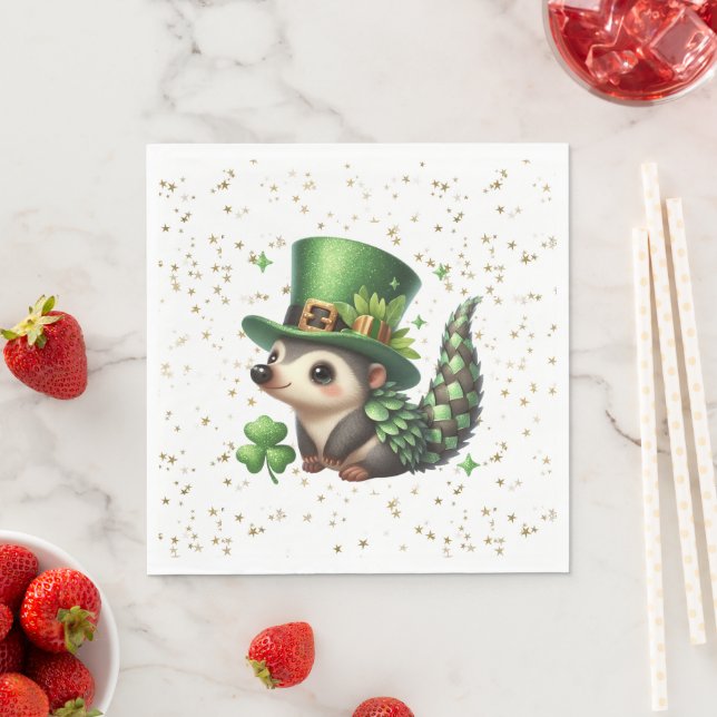 St. Patrick's Day Lucky Hedgehog Napkins (Insitu)