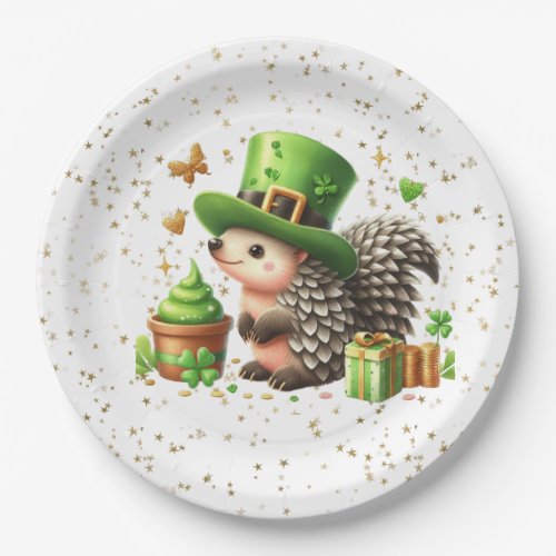 St Patricks Day Lucky Hedgehog Paper Plates