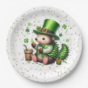 St. Patrick's Day Lucky Hedgehog Paper Plates